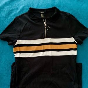 Forever 21 striped t shirt collar dress